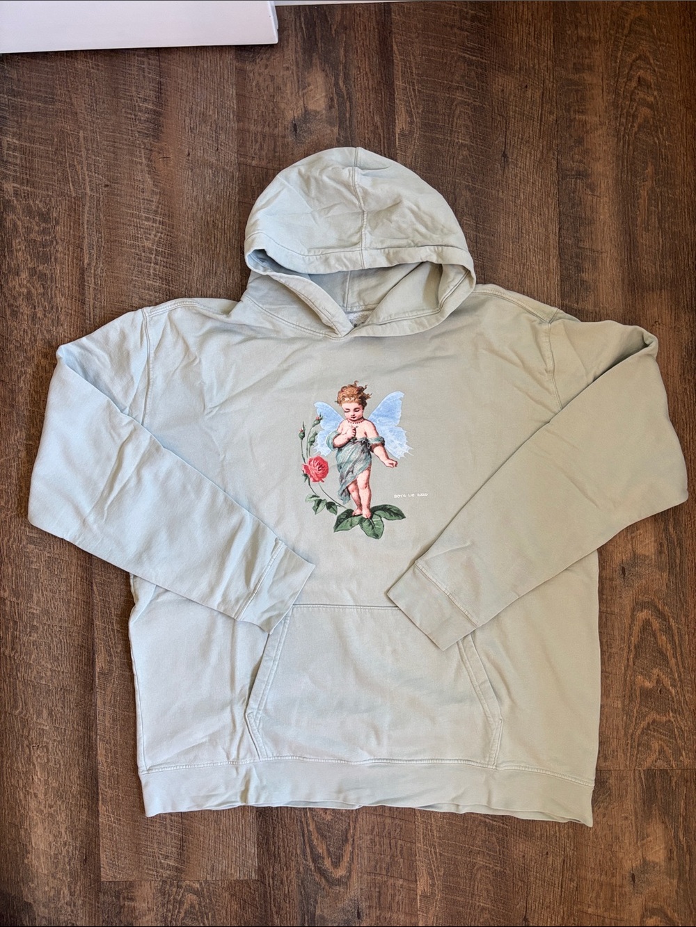 Boys Lie Sage Green Cherub Graphic Hoodie